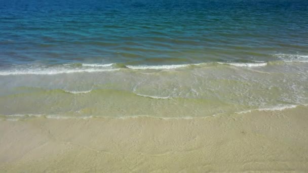 Camera Tilts Horizon Showing Sea Relax Written Sand Beach — Αρχείο Βίντεο