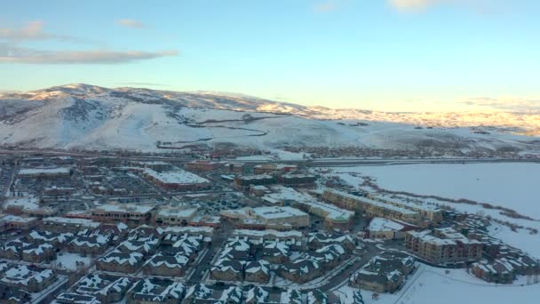 Busy Utah Village Mountains Background — Stok video