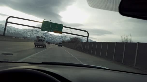 Driving Pov Salt Lake City Mountains Background — 图库视频影像