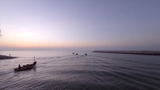 Luchtfoto Lokale Vissers Van Thailand Reizen Naar Open Zee Vissen — Stockvideo
