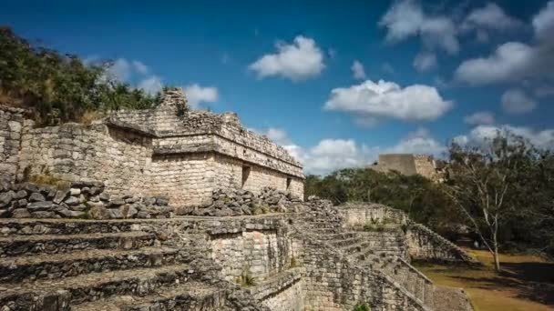 Balam Piramidinin Zaman Aşımı Yucatan Meksika Daki Maya Harabelerinden Binalar — Stok video