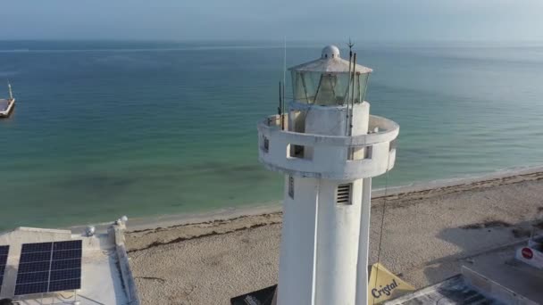 Vue Orbite Autour Phare Telchac Puerto Yucatan Mexique — Video