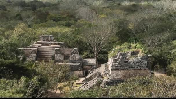 Час Відтягується Від Руїн Балам Маяна Юкатані Мексика Поблизу Валладоліда — стокове відео