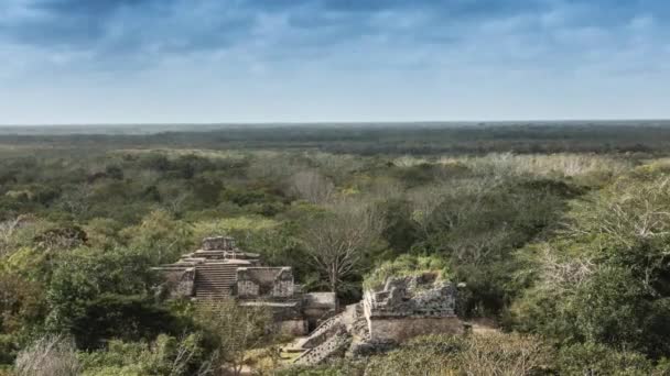 Временной Отрезок Грузоперевозок Руинах Балам Майя Юкатане Мексика Недалеко Вальядолида — стоковое видео