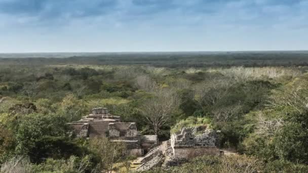 Время Истекло Экстремальные Грузоперевозки Толчок Руинах Балам Майя Юкатане Мексика — стоковое видео