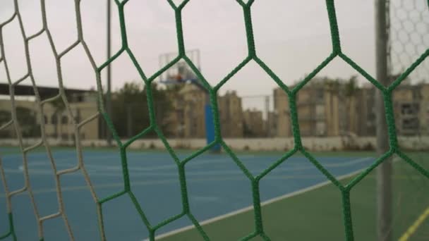 Close Net Soccer Goal Local Sports Playground — 图库视频影像