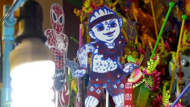 Asian Hand Crafted Fancy Paper Puppets — Vídeo de stock