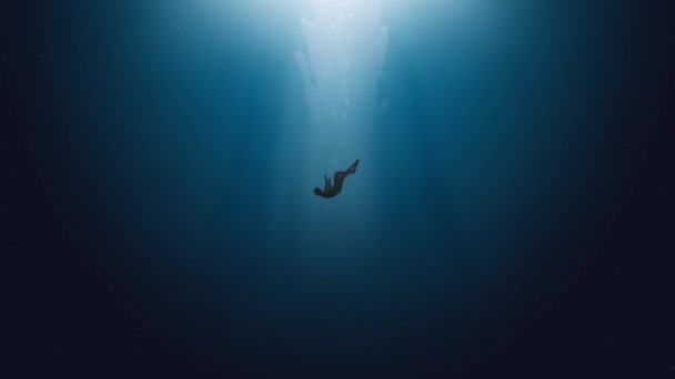 Young Man Falls Sky Ocean Drowns Being Able Float Animation — Wideo stockowe