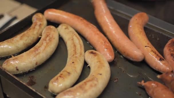 Sausages Grill Movement Slow Motion Shot — Stockvideo