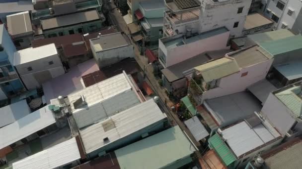 Aerial Video Interesting Rooftops Quirky High Density Residential Area Southeast — 图库视频影像