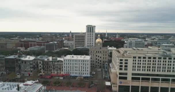 Aerial View Historic Downtown Savannah Georgia Usa Savannah River — Stockvideo