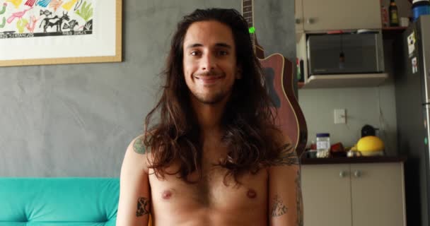 Long Hair Man Transition Short Hair — Vídeo de Stock