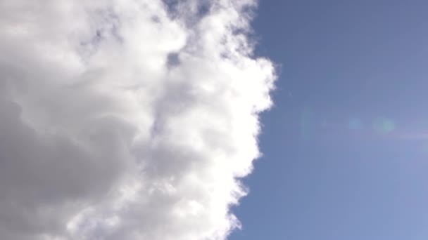 Huge White Clouds Beautiful Blue Sky Crane Shot — Stock Video