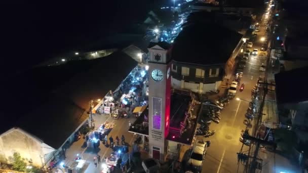 Aerial Footage Vietnamese Memorial Clock Tower Nakhon Phanom Province Thailand — Stock video