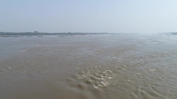 Aerial Footage Kang Bao Rock Island Mekong River Located Mukdahan — Wideo stockowe