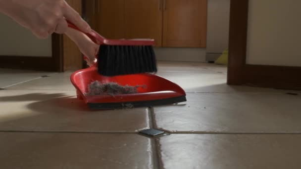 Slow Motion Shot Indoor Person Using Cleaning Equipment Dirty Floor — Vídeos de Stock