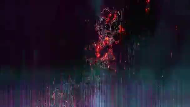 Концептуальна Анімація Спотвореної Цифрової Передачі Унікальними Барвистими Ефектами Блискучого Шуму — стокове відео