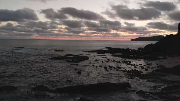 Beautiful Aerial View Drone Flying Rocky Beach Calheta Madeira Island — ストック動画