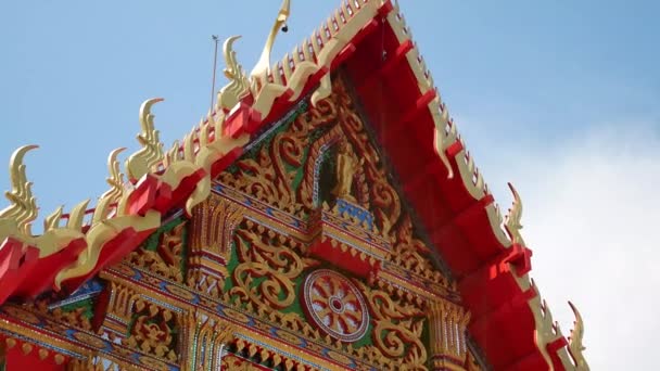 Thai Styled Church Building People Doing Buddhist Ordination Type Building — Videoclip de stoc