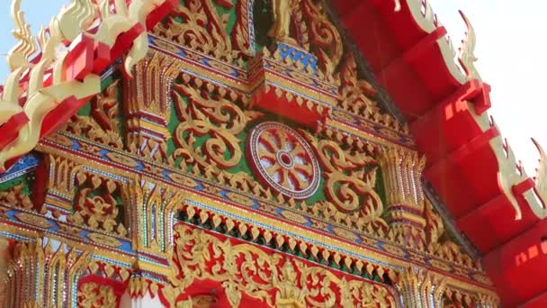 Thai Styled Church Building People Doing Buddhist Ordination Type Building — Stockvideo