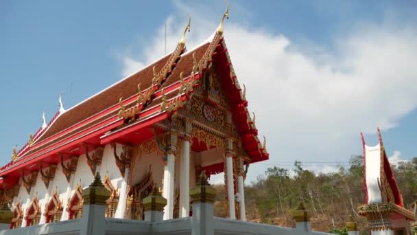 Thai Styled Church Building People Doing Buddhist Ordination Type Building — Stock video