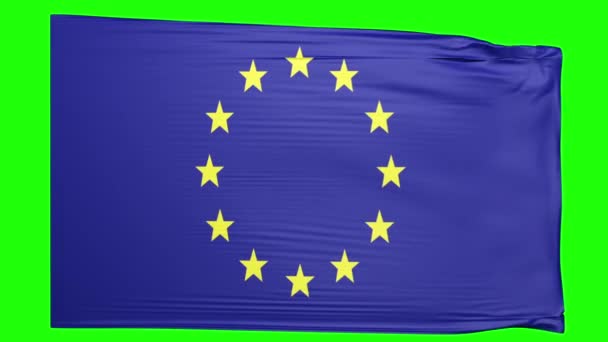 Uni Eropa Melambaikan Bendera Pada Layar Hijau 1920X1080 — Stok Video