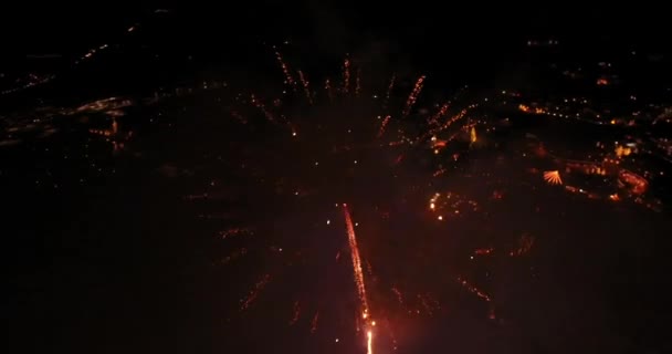 Aerial Fireworks Celebration Ski Resort Sounds Fireworks Ambience Added — Wideo stockowe