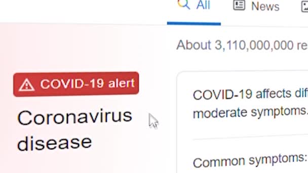 Covid Coronavirus Health Alert Global Warming Search Engine Homepage — Video