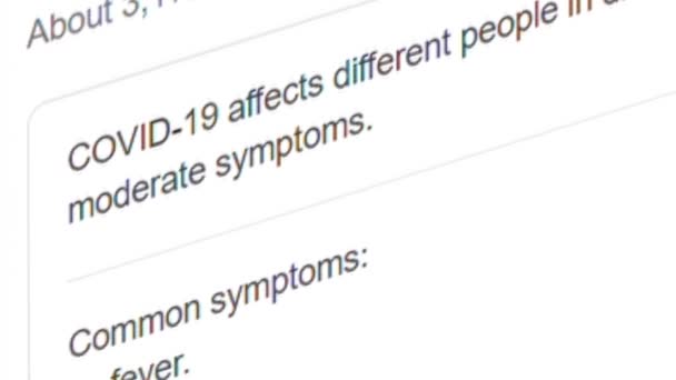 Síntomas Del Coronavirus Información Sobre Efecto Internet — Vídeos de Stock