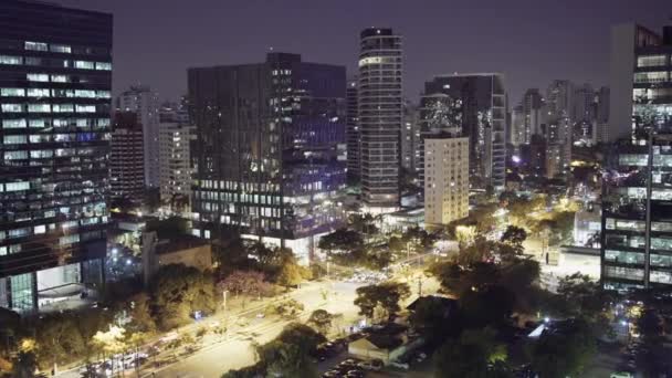 Time Lapse Buildings Illuminated Night Sao Paulo Brazil — 비디오