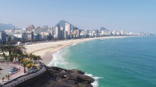 Αεροφωτογραφία Της Παραλίας Leblon Ρίο Ντε Τζανέιρο Βραζιλία — Αρχείο Βίντεο