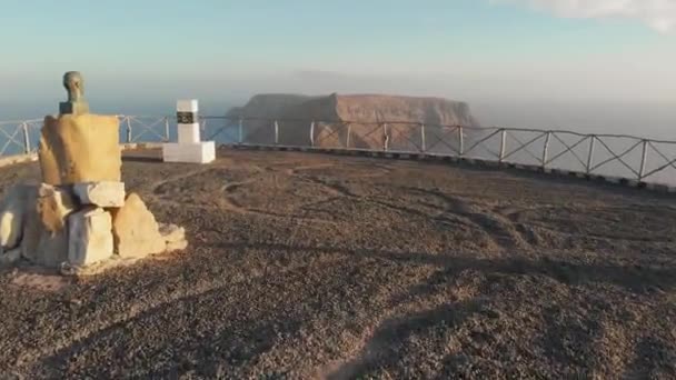 Aerial Flying Forwards Scenic View Porto Santo Island Flores Viewpoint — Video