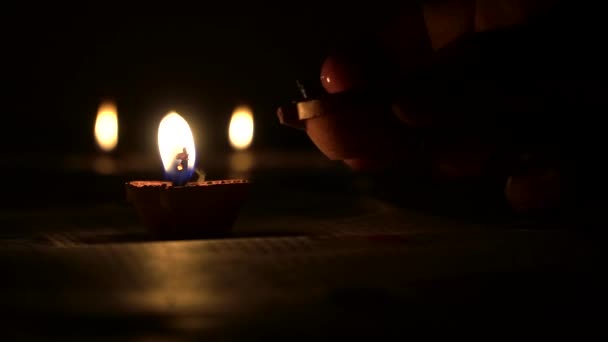 Diwali Diya Масляная Лампа Известная Дива Дивали Крупнейший Фестиваль Индии — стоковое видео