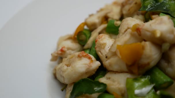 Close Footage Chilli Salt Stir Fried Crab Delicious Thai Food — Vídeo de Stock