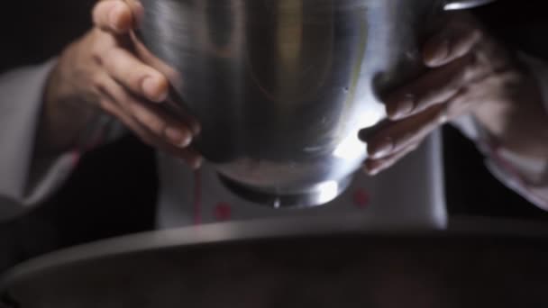 Cook Pouring Liquid Dough Container — Video