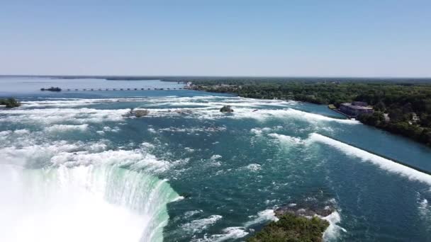 Majestic Aerial Sweep Niagara Falls — Vídeo de stock