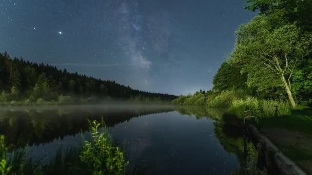 Timelapse Moving Stars Milkyway Galaxy Slightly Moving Night Sky Reflections — Videoclip de stoc