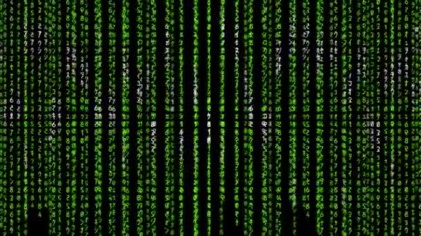 Green Matrix Grid Matrix Intro Falling Green Binary Numbers Representing — Vídeo de stock