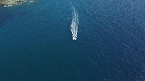 Beautiful Speedboat Sailing Blue Sea Costa Brava Spain — Stock video