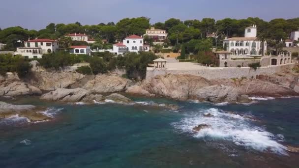 Krásné Domy Svahu Moře Costa Brava Španělsku — Stock video