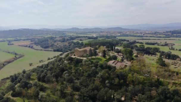 Drone Shot Archaeologically Museum Ullastret Wonderful Catalan Nature — Wideo stockowe