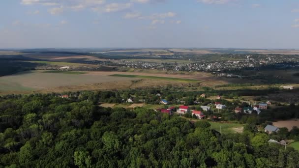 Aerial View Countryside Village Ukraine Summer Day — Video