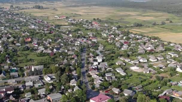 Aerial View Neighborhood Farm Land Background Ukraine — Stok video