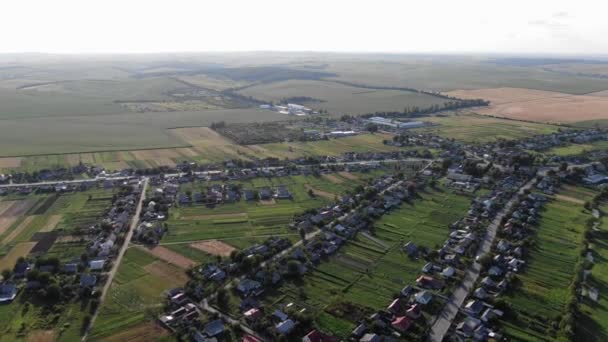 Aerial View Neighborhood Surrounded Farmland Ukraine — Wideo stockowe