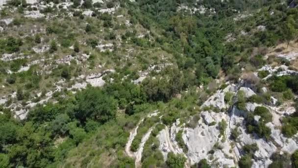 Aeial Tilt Shot Showing Overgrown Mountain Landscape Sicily Italy — Stockvideo