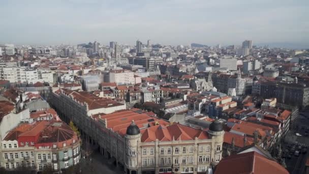 Vedere Aeriană Acoperișurilor Vechi Ale Orașului Porto Într Tulbure Împușcat — Videoclip de stoc