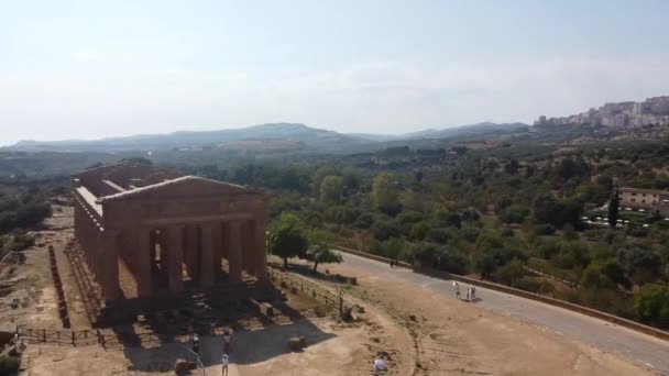 Persone Che Visitano Famoso Tempio Della Concordia Nella Valle Dei — Video Stock