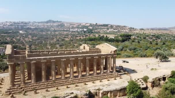 Famous Temple Concordia Situated Valley Temples Sunny Day Agrigento Sicily — ストック動画