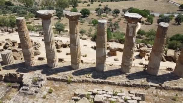 Temple Juno Historic Columns Temple Hera Lacinia Valley Temples Agrigento — ストック動画