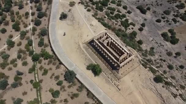 Luchtfoto Van Beroemde Griekse Tempel Concordia Agrigento Sicilië Italië — Stockvideo